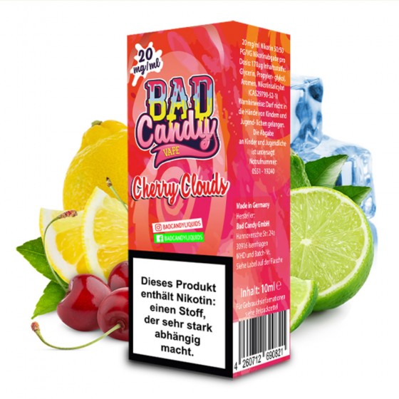 Cherry Clouds Nic Salt Liquid - Bad Candy Vape